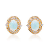 Allison 10K Yellow Gold Oval Cab Natural African Opal Earrings
