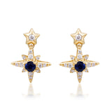 Amari 10K Yellow Gold Round-Cut Ceylon Blue Sapphire Earrings