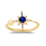 Amelia 10K Yellow Gold Round-Cut Blue Sapphire Ring