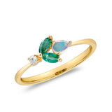 Radiant Splendor: Talia 14K Yellow Gold Marquise-Cut Emerald Ring
