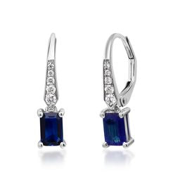 Eva 14K White Gold Emerald-Cut Ceylon Blue Sapphire Earrings