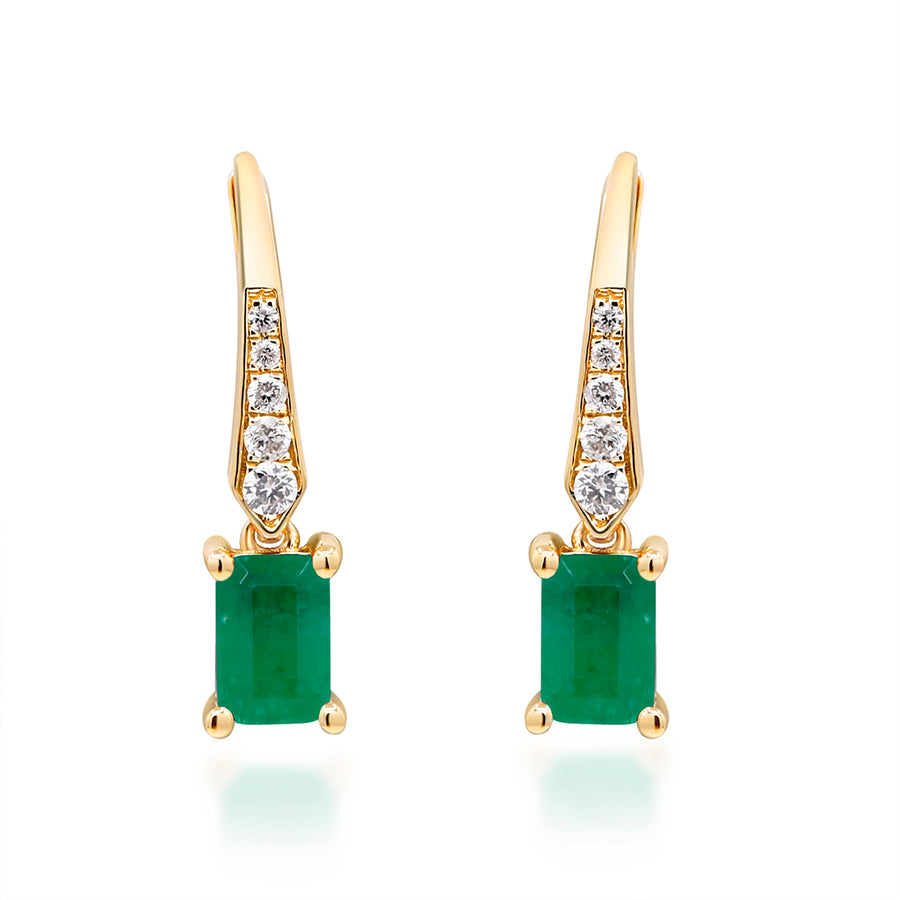 Eva 14K Yellow Gold Emerald-Cut Natural Zambian Emerald Earrings