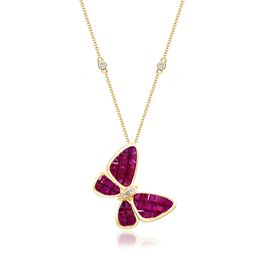 Edith 14K Yellow Gold Square-Cut Mozambique Ruby Pendant