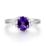 Amelia 10K White Gold Oval-Cut Amethyst Ring