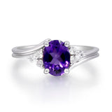 Lyla 10K White Gold Oval-Cut Amethyst Ring