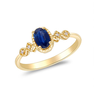Emerson 10K Yellow Gold Oval-Cut Blue Sapphire Ring