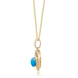 Savannah 14K Yellow Gold Round-Cut Arizona Turquoise Pendant