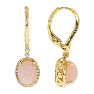 Athena 14K Yellow Gold Oval-Cut Pink Opal Earring