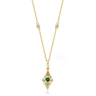 Adia 14K Yellow Gold Round-Cut Natural Zambian Emerald Pendant