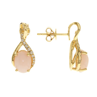 Kennedy 14K Yellow Gold Oval-Cut Pink Opal Earring