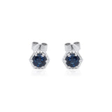 Flora 14K White Gold Round-Cut Ceylon Blue Sapphire Earrings