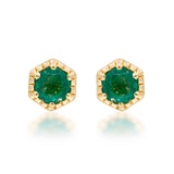 Sofia 14K Yellow Gold Round-Cut Emerald Earring