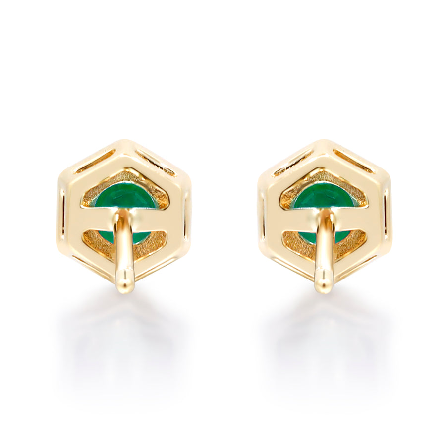 Sofia 14K Yellow Gold Round-Cut Emerald Earring