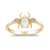 Gin and Grace in collaboration with Smithsonian Museum Collection presents a Cheerful Natural African Opal Bee Ring in 14K Yellow gold, Diamond as an ideal gesture for special day