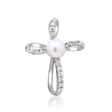 Amelia 10K White Gold Round-Cut Pearl Pendant