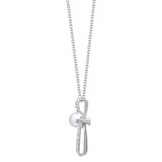 Eva 10K White Gold Round-Cut Pearl Pendant
