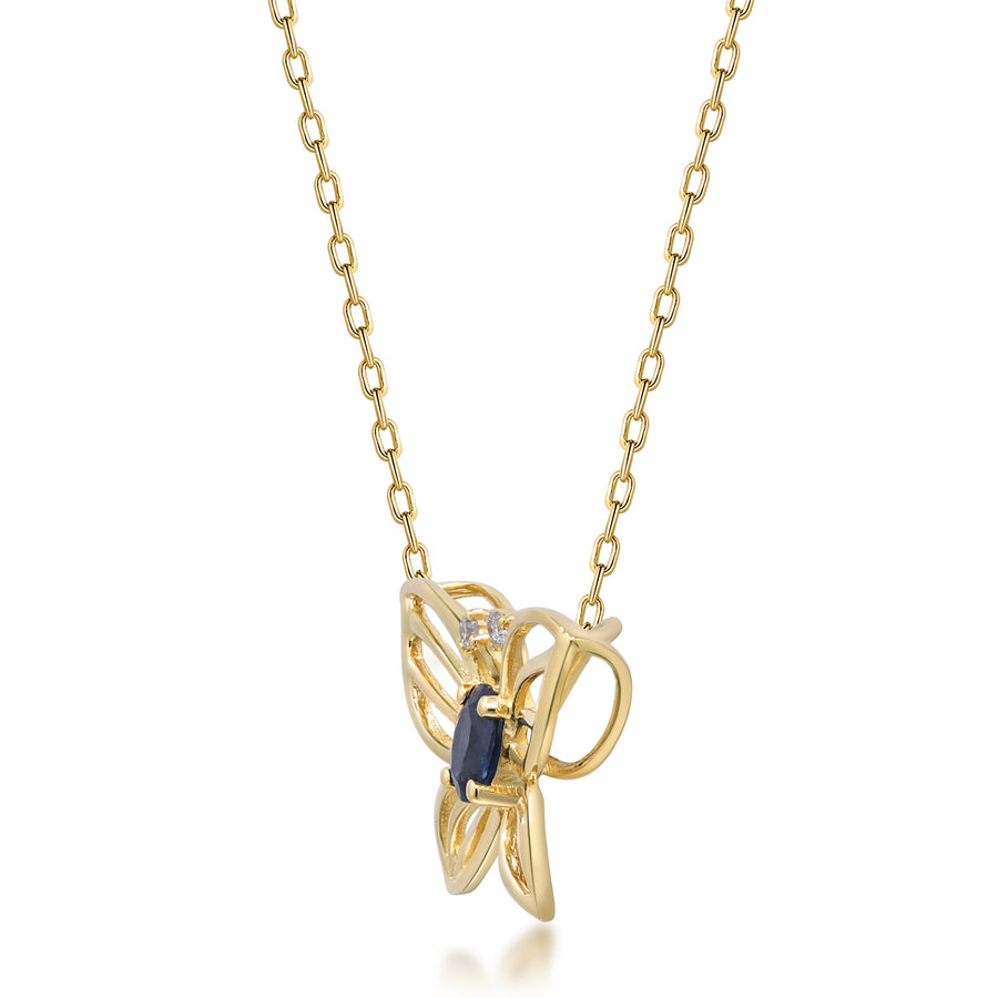 Amelia 10K Yellow Gold Oval-Cut Blue Sapphire Pendant