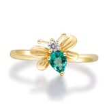 Exquisite Elegance: Smithsonian Museum Collection x Gin and Grace - Dragonfly Diamond Ring in 14K Yellow Gold for a Distinctive Everyday Style