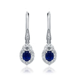 Genevieve 10K White Gold Oval-Cut Blue Sapphire Earring