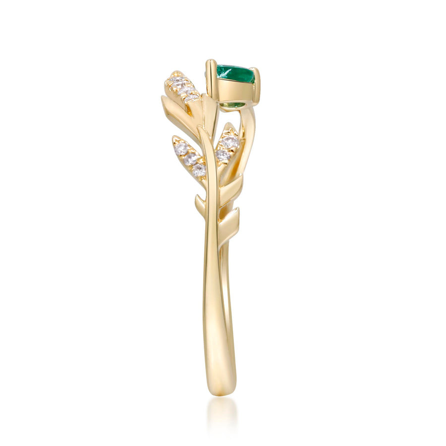 Aubrey 14K Yellow Gold Pear-Cut Zambian Emerald Ring