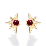 Moon 14K Yellow Gold Round-Cut Mozambique Ruby Earring