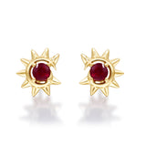 Sunny 14K Yellow Gold Round-Cut Mozambique Ruby Earring