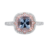 Zoey 14K Two Tone Gold Cushion-Cut Brazilian Aquamarine Ring
