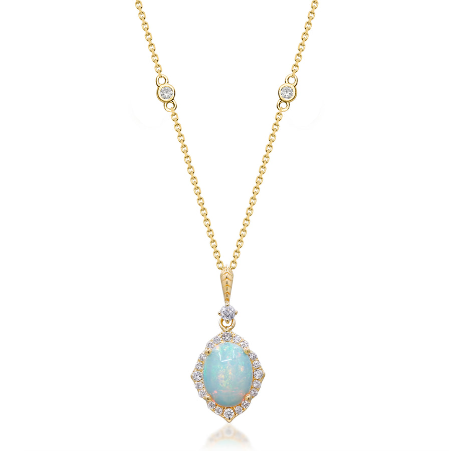 Amelia 10K Yellow Gold Oval-Cut Opal Pendant