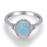 Aaliyah 10K White Gold Oval-Cut Opal Ring