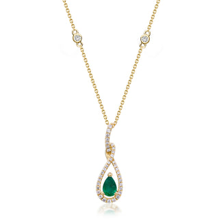 Zoe 14K Yellow Gold Pear-Cut Emerald Pendant
