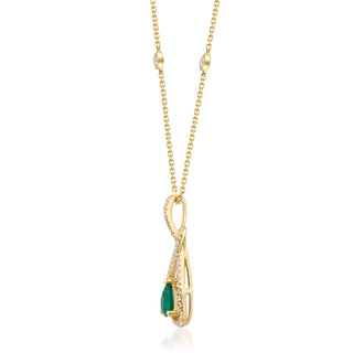 Zoe 14K Yellow Gold Pear-Cut Emerald Pendant