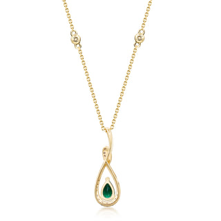 Zoe 14K Yellow Gold Pear-Cut Emerald Pendant