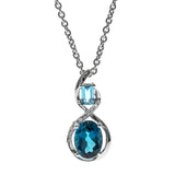 Azure Elegance London & Swiss Blue Topaz Pendant