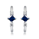 Liliana 14K White Gold Square-Cut Blue Sapphire Earrings