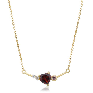 Valerie 14K Yellow Gold Heart-Cut Red Garnet Necklaces