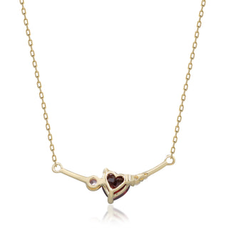 Valerie 14K Yellow Gold Heart-Cut Red Garnet Necklaces