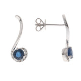 Vivian 14K White Gold Round-Cut Blue Sapphire Earrings