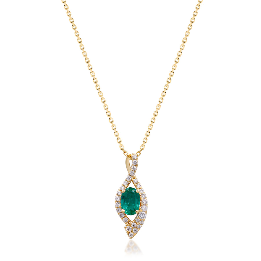 Ivy 10K Yellow Gold Oval-Cut Emerald Pendant