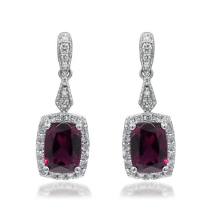Valerie 14K White Gold Cushion-Cut Rhodolite Garnet Earrings