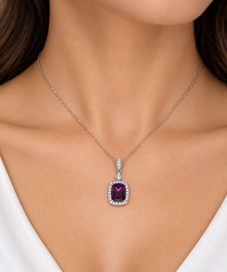 Valerie 14K White Gold Cushion-Cut Rhodolite Garnet Pendant