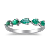 Amelia 10K White Gold Pear-Cut Emerald Ring