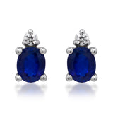 Peyton 10K White Gold Oval-Cut Blue Sapphire Earring