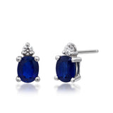 Amelia 10K White Gold Oval-Cut Blue Sapphire Earring