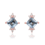 Allison 10K Rose Gold Square-Cut Brazilian Aquamarine Earrings