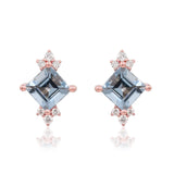 Allison 10K Rose Gold Square-Cut Brazilian Aquamarine Earrings