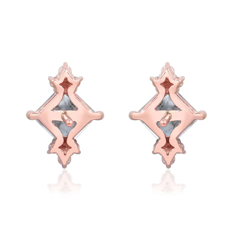 Allison 10K Rose Gold Square-Cut Brazilian Aquamarine Earrings