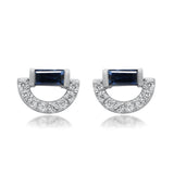 Ruby 14K White Gold Baguette-Cut Blue Sapphire Earrings