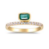 Emerald Horizon Emerald-Cut Ring with Diamonds