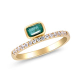 Emerald Horizon Emerald-Cut Ring with Diamonds