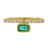 Emerald Horizon Emerald-Cut Ring with Diamonds